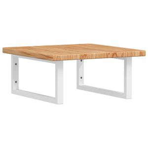 vidaXL Stenska polica za umivalnik jeklo in trdna hrastovina