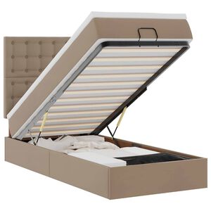 vidaXL Otomanski posteljni okvir z vzmetnico kapučino 90x190 cm