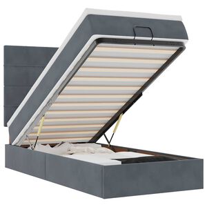 vidaXL Otomanski posteljni okvir z vzmetnicami siv 80x200cm žamet