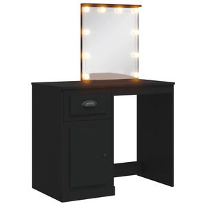 vidaXL Toaletna mizica z LED lučkami črna 90x42x132,5 cm