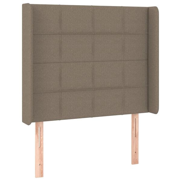 vidaXL Vzglavje z u&scaron;esi taupe 83x16x118/128 cm blago