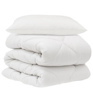 vidaXL Odeja z blazino 2 pcs Bela Mikrovlakna