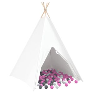 vidaXL Teepee &scaron;otor Bela 120 x 120 x 150 cm Tkanina in plastika