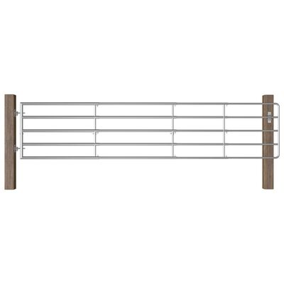 vidaXL Vrata za pašno ograjo s 5 prečkami (150-400)x90 cm srebrna