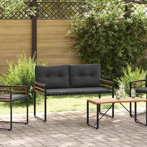 vidaXL Lesena ležajna klop z blazino Zatemnjeno siva 114 x 55 x 77 cm