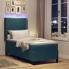 vidaXL Postelja z vzmetnico z vzmetnico z LED Modra 80 x 200 cm Žamet
