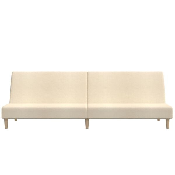 vidaXL Kavč dvosed z leži&scaron;čem krem blago