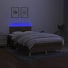 vidaXL Box spring postelja z vzmetnico LED tem. rjava 120x190 cm blago