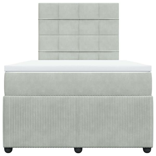 vidaXL Box spring postelja z vzmetnico svetlo siva 120x200 cm žamet