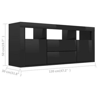 vidaXL TV omarica visok sijaj črna 120x30x50 cm iverna plošča