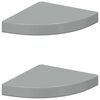 vidaXL Kotne police 2 kosa visok sijaj sive 25x25x3,8 cm MDF