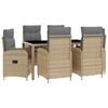 vidaXL Zunanja jedilnica 7 pcs Bež in svetlo siva 150 x 90 x 75 cm