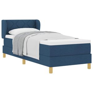 vidaXL Postelja z vzmetnico z vzglavjem Modra 80 x 200 cm blago