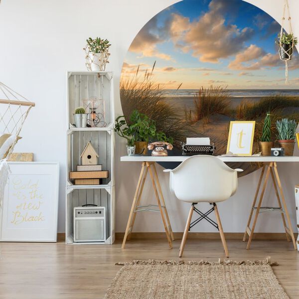 WallArt Okrogla tapeta Beachlife 142,5 cm