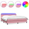 vidaXL Box spring postelja z vzmetnico LED roza 180x210 cm žamet