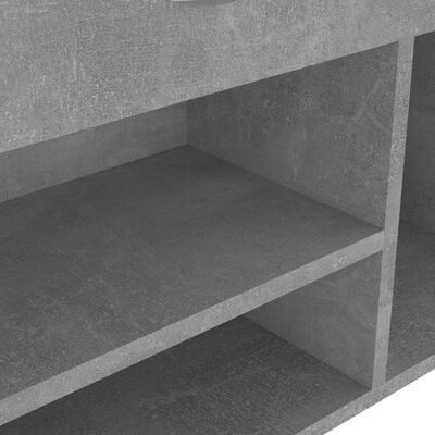 vidaXL Klop za čevlje z blazino betonsko siva 104x30x49 cm iverna pl.