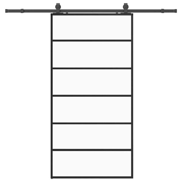 vidaXL Drsna vrata z opremo črna 102x205 cm ESG steklo