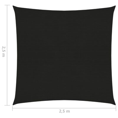 vidaXL Senčno jadro 160 g/m² črno 2,5x2,5 m HDPE