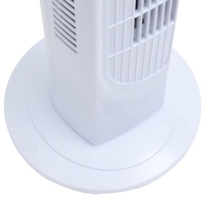 vidaXL Stoječi ventilator z daljincem in časovnikom Φ 24x80 cm bel