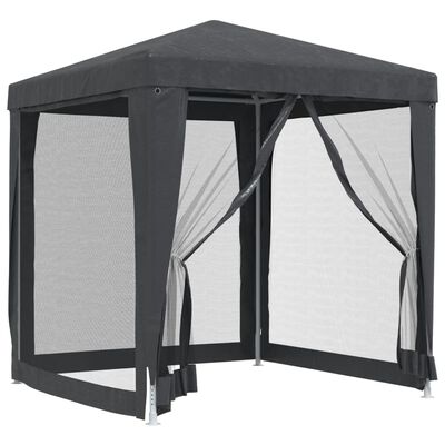 vidaXL Vrtni šotor s 4 mrežastimi stranicami antracit 2x2 m HDPE