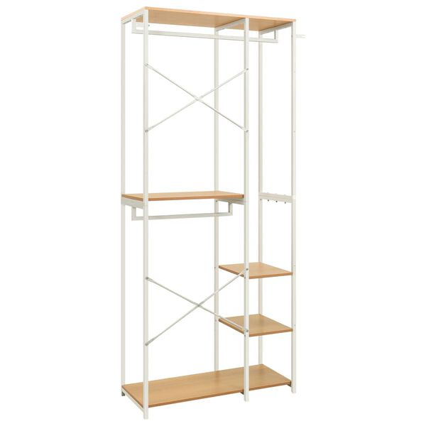 vidaXL Garderobna omara bela in hrast 90x40x213 cm kovina + iverna pl.