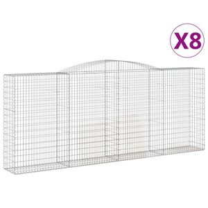 vidaXL Obokana gabionska ko&scaron;ara 8 kos 400x50x160/180cm cinkano železo