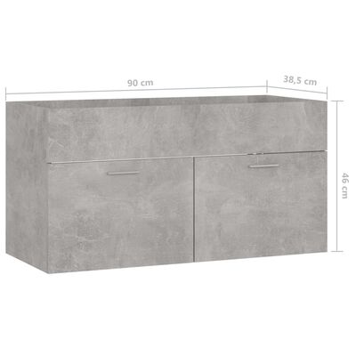 vidaXL Omarica za umivalnik betonsko siva 90x38,5x46 cm iverna plošča