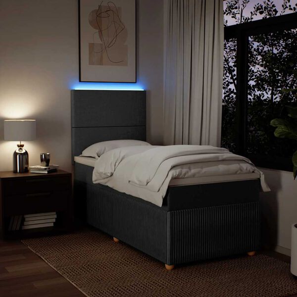 vidaXL Box spring postelja z vzmetnico temno siva 90x190 cm blago