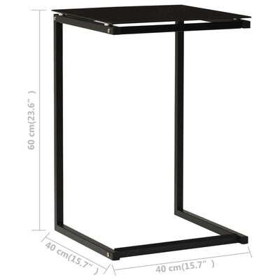 vidaXL Stranska mizica črna 40x40x60 cm kaljeno steklo