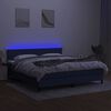 vidaXL Box spring postelja z vzmetnico LED modra 180x200 cm blago