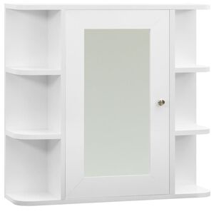 vidaXL Kopalni&scaron;ka omarica z ogledalom bela 66x17x63 cm MDF