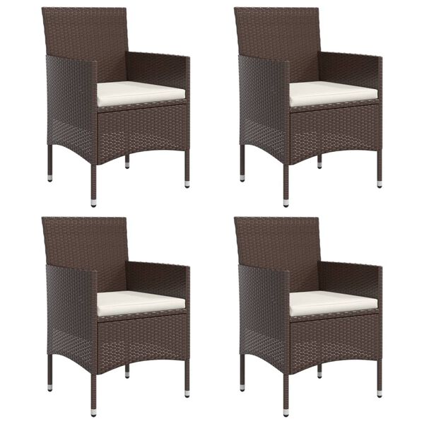 vidaXL Vrtna jedilna garnitura 5-delna z blazinami rjava in črna