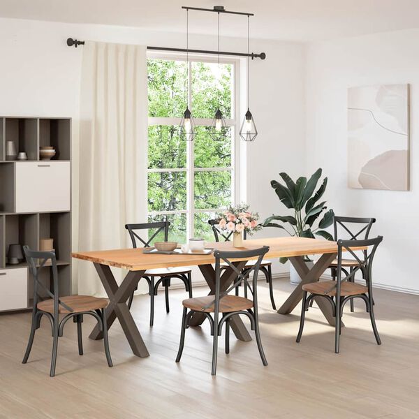 vidaXL Noge za jedilno mizo v obliki črke X, 3 kosi, naravno jeklo, 90 x (72-73) cm, jeklo