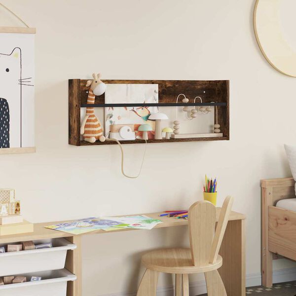 vidaXL Regal za revije Dimljeni oreh 80 x 12 x 30 cm Konstruiran les