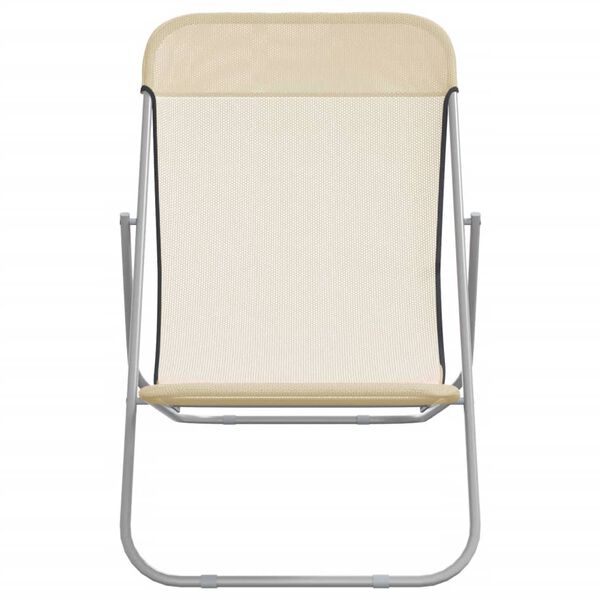 vidaXL Zložljiv stol za plažo 2 kosa krem textilene in jeklo