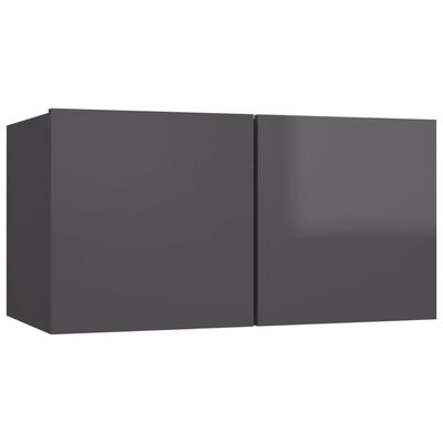 vidaXL Komplet TV omaric 4-delni visok sijaj siva iverna plošča