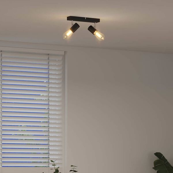 vidaXL Stropni reflektor s sredi&scaron;či Črna 26 x 6,5 x 11,5 cm Kovina