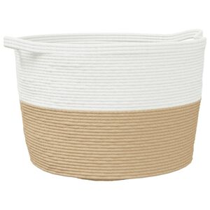 vidaXL Ko&scaron;ara za perilo bež in bela &Oslash;60x36 cm bombaž