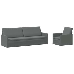 vidaXL Kavčna garnitura 2 pcs Temno siva Blago