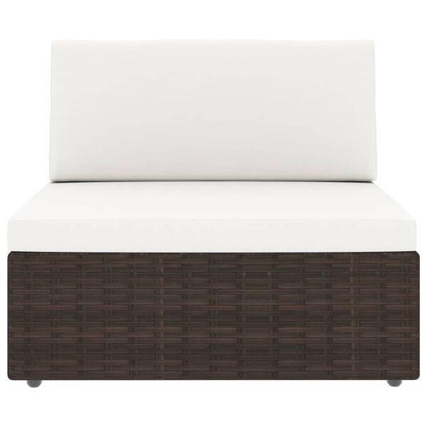 vidaXL Vrtna sedežna garnitura 10-delna z blazinami rjav poli ratan