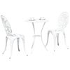 vidaXL Vrtnik Bistro Set 3 pcs Bela Aluminij