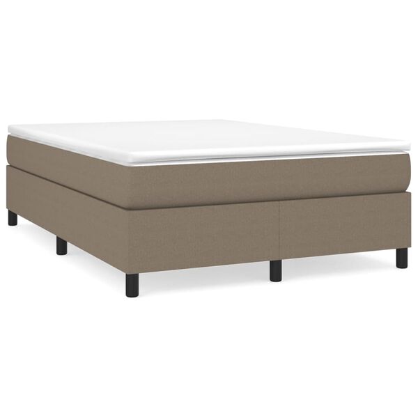 vidaXL Posteljni okvir z vzmetmi taupe 140x190 cm blago