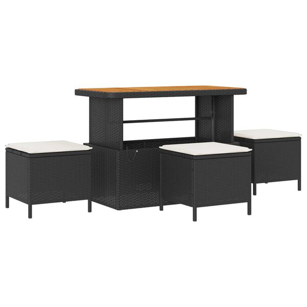 vidaXL Vrtna sedežna garnitura z blazino z blazino 14 pcs Črna in krem