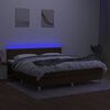 vidaXL Box spring postelja z vzmetnico LED temno rjava 160x200cm blago