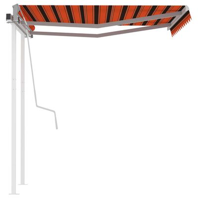 vidaXL Ročno zložljiva tenda s stebrički 3x2,5 m oranžna in rjava