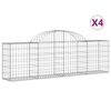 vidaXL Obokana gabionska ko&scaron;ara 4 kosi 200x30x60/80cm pocinkano železo