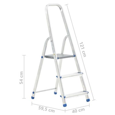 vidaXL Aluminijasta lestev s 3 stopnicami 150 kg