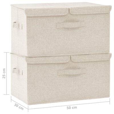 vidaXL Škatla za shranjevanje 2 kosa blago 50x30x25 cm krem