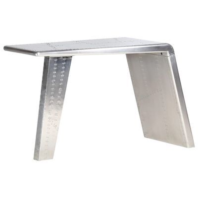 vidaXL Letalska pisalna miza srebrna 112x50x76 cm kovina