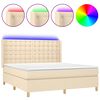 vidaXL Box spring postelja z vzmetnico LED krem 180x200 cm blago